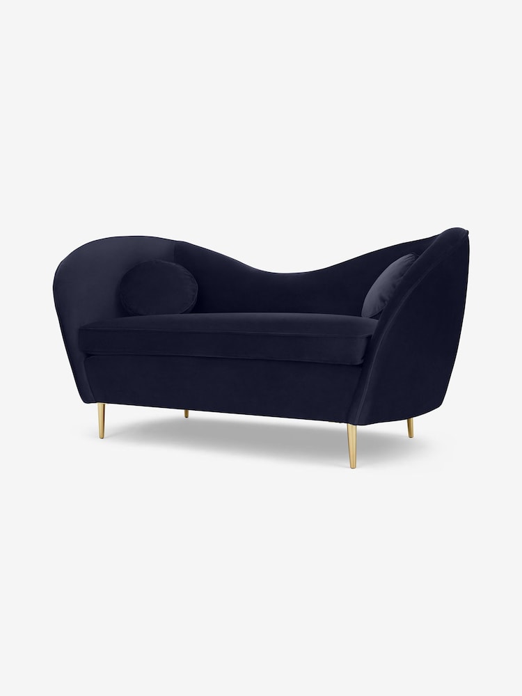 MADE.COM Modern Velvet Midnight Blue Kooper 2 Seater Sofa - Image 2 of 4