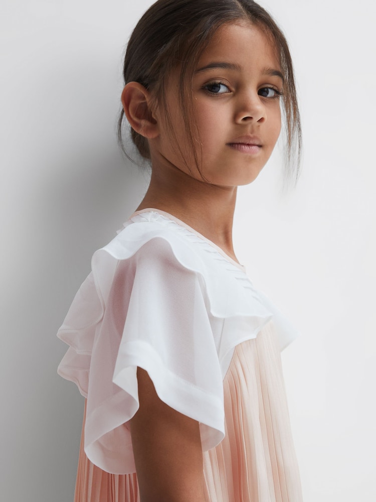Reiss Pink Dina 9-14 yrs Pleated Metallic Dress - Image 1 of 5