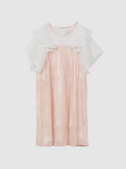 Reiss Pink Dina 9-14 yrs Pleated Metallic Dress - Image 2 of 5