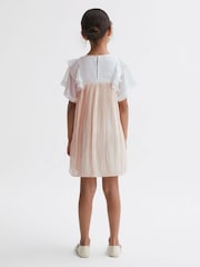 Reiss Pink Dina 9-14 yrs Pleated Metallic Dress - Image 4 of 5