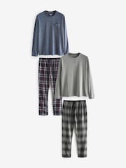 Grey/Plum Purple Cosy Motionflex Pyjama Sets 2 Pack - Image 8 of 10