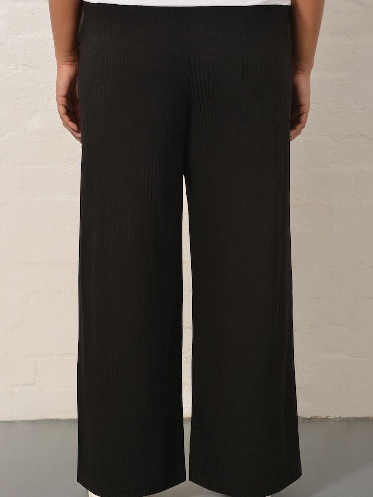 Live Unlimited Regular Lenght Curve Rib Pull On Black Jersey Trousers - Image 2 of 6 Live Unlimited Regular Lenght Curve Rib Pull On Black Jersey Trousers - Image 2 of 6