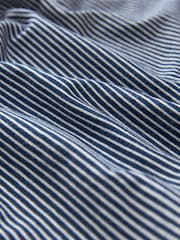 Blue Fine Stripe / Navy 100% Cotton Jersey Pyjama Shorts Set - Image 10 of 10