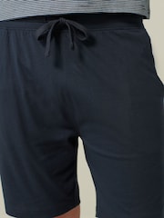 Blue Fine Stripe / Navy 100% Cotton Jersey Pyjama Shorts Set - Image 5 of 10