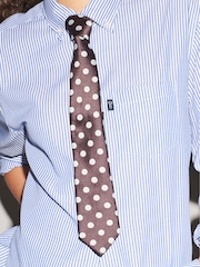 Chocolate Brown Polka Dot Design Tie - Image 2 of 2
