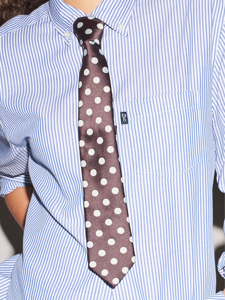 Chocolate Brown Polka Dot Design Tie - Image 2 of 2