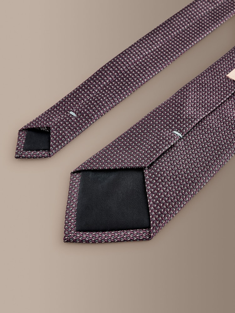 Burgundy Red Signature Textured Silk Tie - Image 3 of 3 Burgundy Red Signature Textured Silk Tie - Image 3 of 3