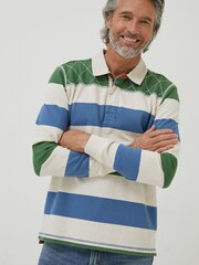 FatFace Green Block Stripe Rugby Shirt - Image 1 of 5
