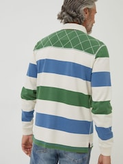 FatFace Green Block Stripe Rugby Shirt - Image 2 of 5