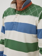 FatFace Green Block Stripe Rugby Shirt - Image 4 of 5