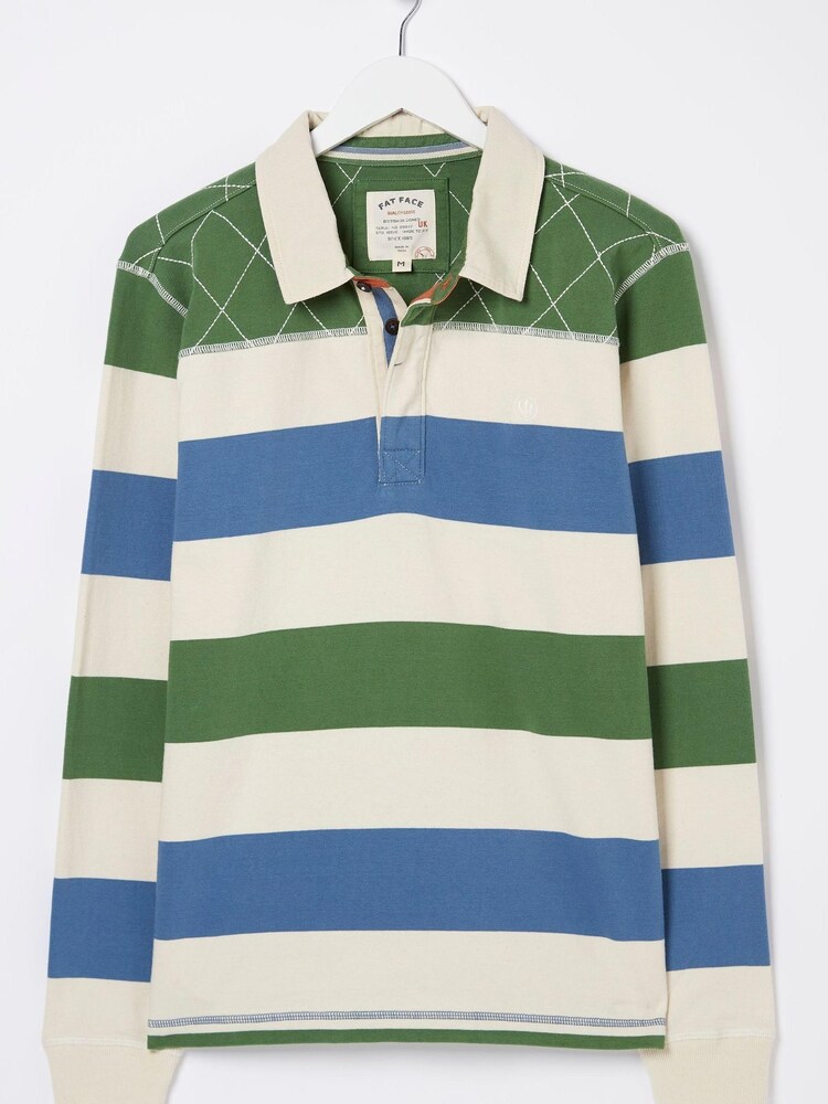 FatFace Green Block Stripe Rugby Shirt - Image 5 of 5
