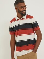 FatFace Red Hastings Stripe Polo Shirt - Image 1 of 5