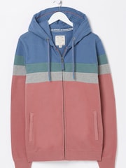 FatFace Pink Brooke Stripe Zip Through Hoodie - Image 1 of 5