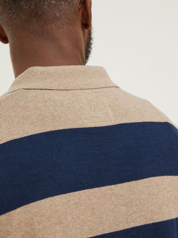 FatFace Blue Braunton Knitted Rugby Stripe Polo Shirt - Image 4 of 4 FatFace Blue Braunton Knitted Rugby Stripe Polo Shirt - Image 4 of 4