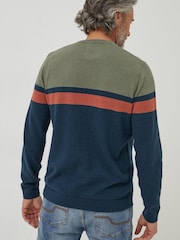 FatFace Green Braunton Chest Stripe Crew Jumper - Image 2 of 4