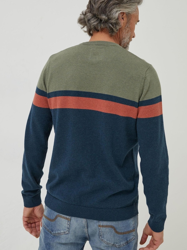 FatFace Green Braunton Chest Stripe Crew Jumper - Image 2 of 4