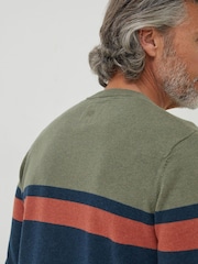 FatFace Green Braunton Chest Stripe Crew Jumper - Image 3 of 4