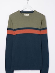 FatFace Green Braunton Chest Stripe Crew Jumper - Image 4 of 4