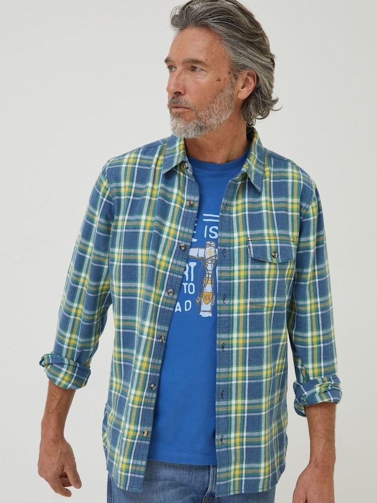FatFace Blue Check Shirt - Image 1 of 5 FatFace Blue Check Shirt - Image 1 of 5