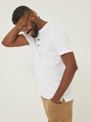 FatFace White Slub Henley T-Shirt - Image 1 of 4