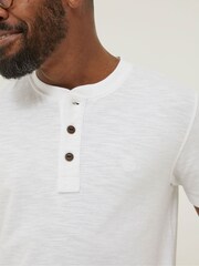 FatFace White Slub Henley T-Shirt - Image 4 of 4