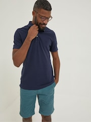 FatFace Blue Pique Polo Shirt - Image 1 of 5