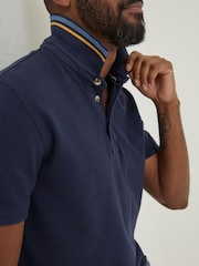 FatFace Blue Pique Polo Shirt - Image 3 of 5