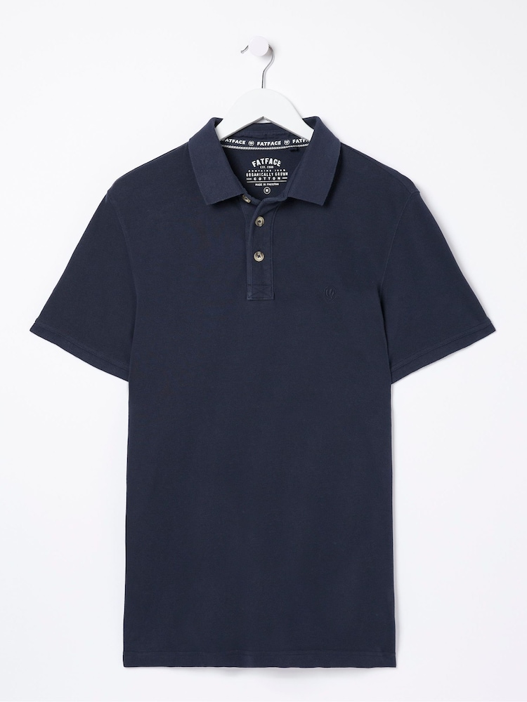 FatFace Blue Pique Polo Shirt - Image 5 of 5