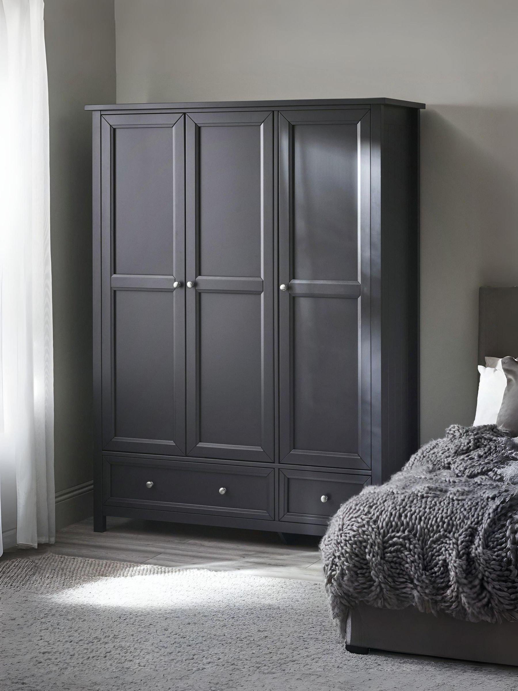 Buy Julian Bowen Anthracite Maine Triple, 2 Drawers Wardrobe from