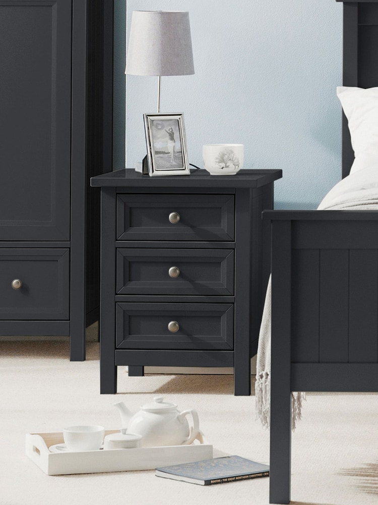 Julian Bowen Anthracite Maine 3 Drawer Bedside Table - Image 1 of 5
