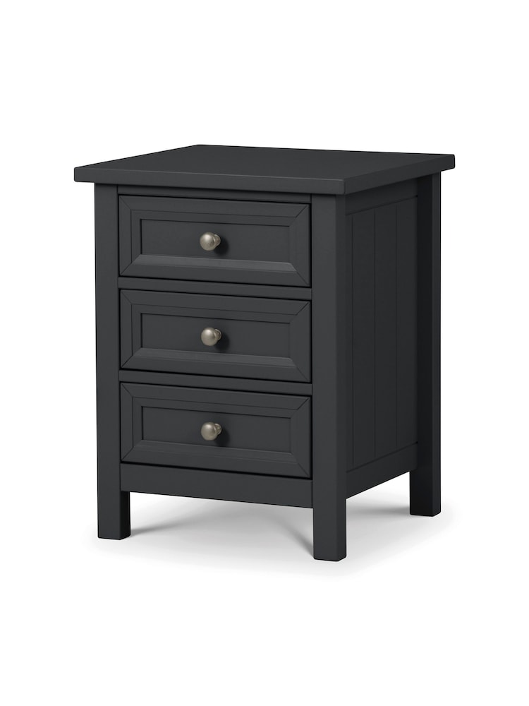 Julian Bowen Anthracite Maine 3 Drawer Bedside Table - Image 2 of 5