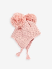 Pink Double Pom Baby Trapper Hat (0mths-2yrs) - Image 2 of 3