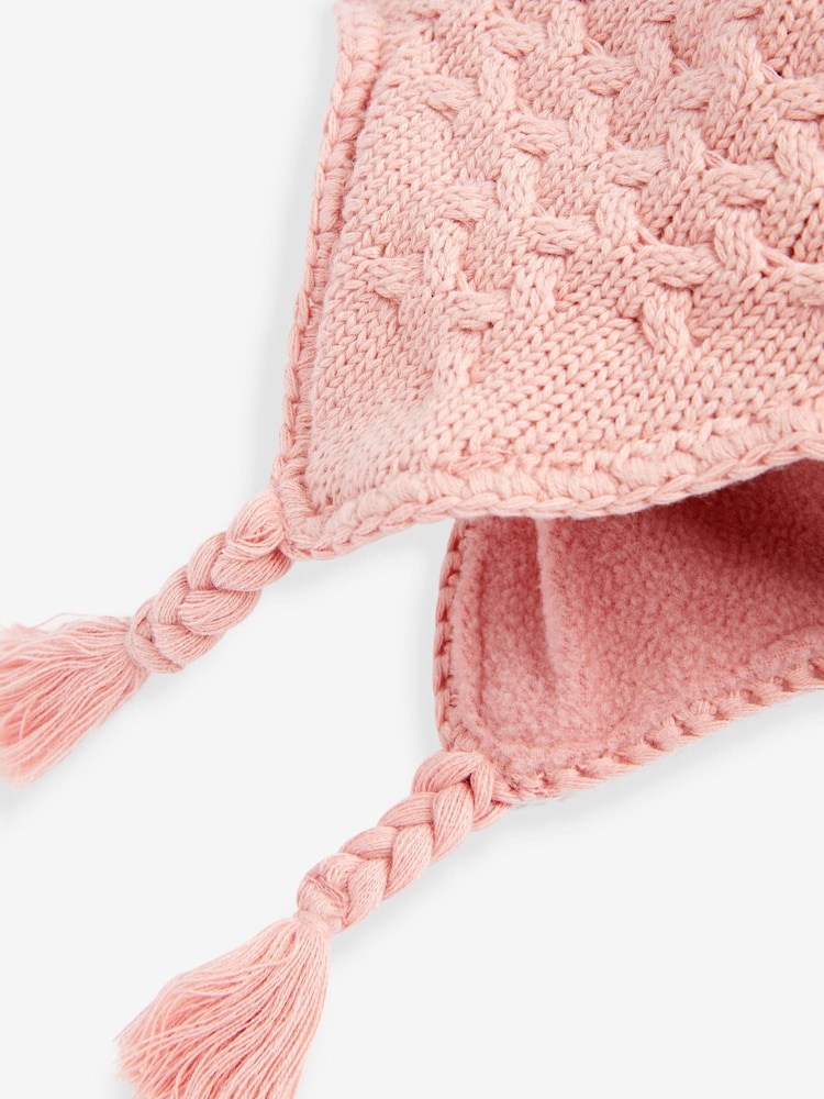 Pink Double Pom Baby Trapper Hat (0mths-2yrs) - Image 3 of 3