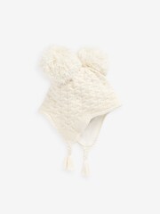 Cream Double Pom Baby Trapper Hat (0mths-2yrs) - Image 2 of 3