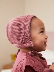 Pink Knitted Bonnet Baby Hat (0mths-2yrs) - Image 1 of 3