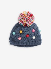Navy Baby Pom Hat (0mths-2yrs) - Image 1 of 2