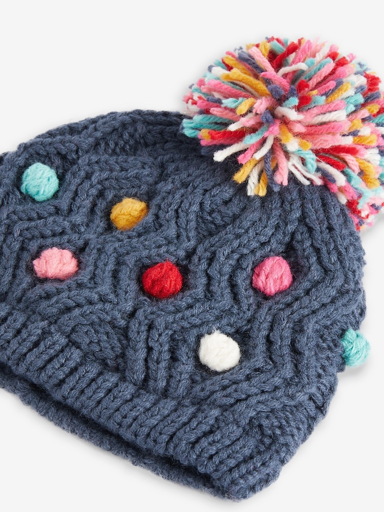 Navy Baby Pom Hat (0mths-2yrs) - Image 2 of 2