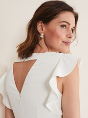 Phase Eight Pink Petite Kallie V-Neck Frill Jumpsuit - Image 5 of 6