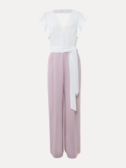 Phase Eight Pink Petite Kallie V-Neck Frill Jumpsuit - Image 6 of 6