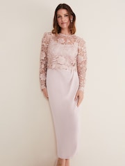 Phase Eight Pink Petite Adeline Double Layer Dress - Image 3 of 7