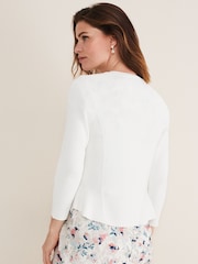 Phase Eight Cream Salma Flare Hem Knitted Jacket - Image 2 of 5