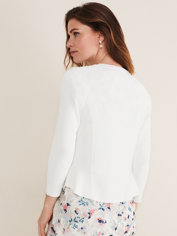 Phase Eight Cream Salma Flare Hem Knitted Jacket - Image 2 of 5