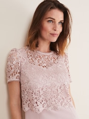 Phase Eight Pink Isabella Lace Dress - Image 4 of 7
