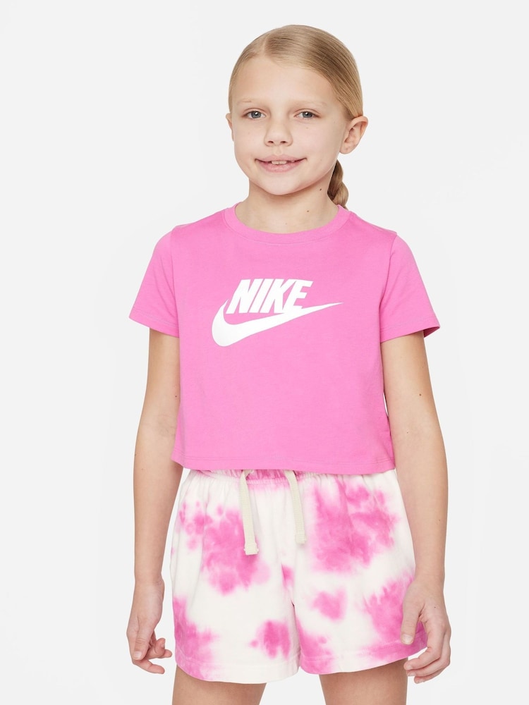 Nike Pink Futura Cropped T-Shirt - Image 1 of 4