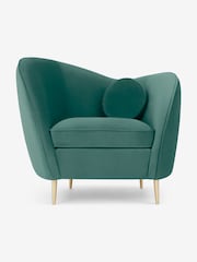 MADE.COM Modern Velvet Kingfisher Blue Kooper Accent Chair - Image 1 of 5