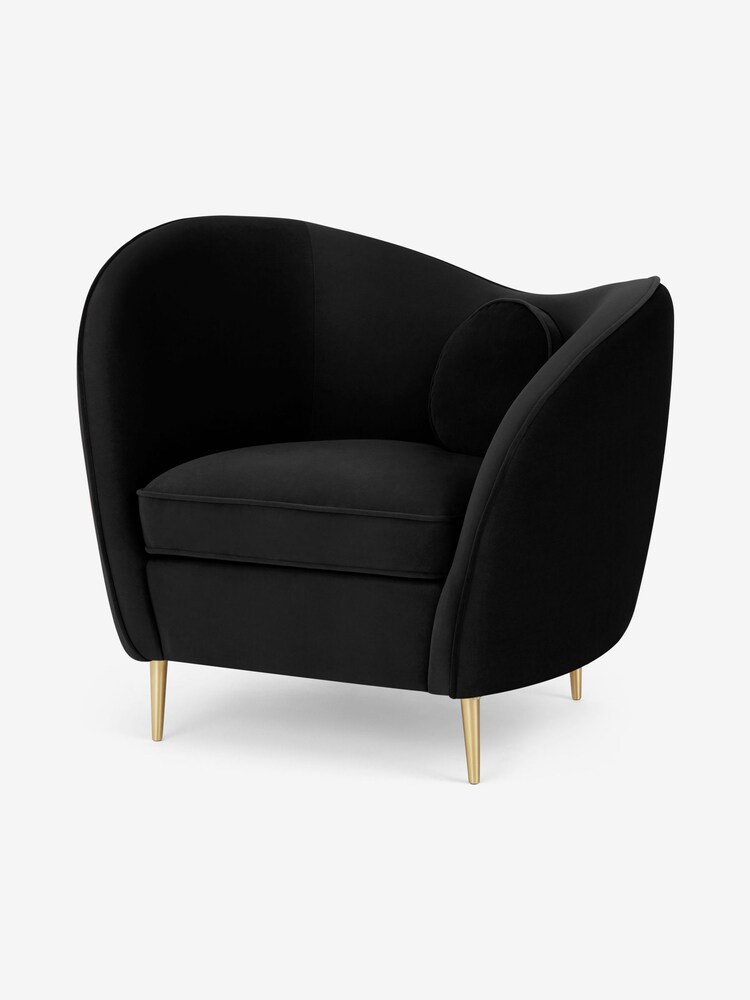 MADE.COM Modern Velvet Charcoal Grey Kooper Accent Chair - Image 1 of 8