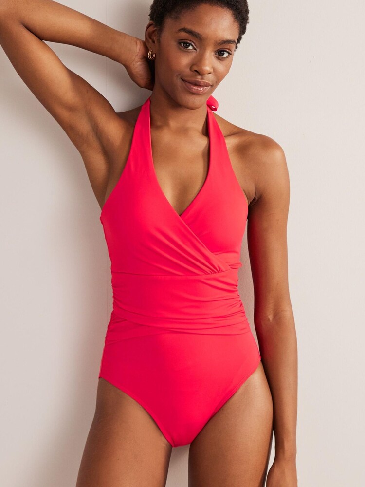 Boden Red Levanzo Ruched Halter Swimsuit - Image 1 of 6