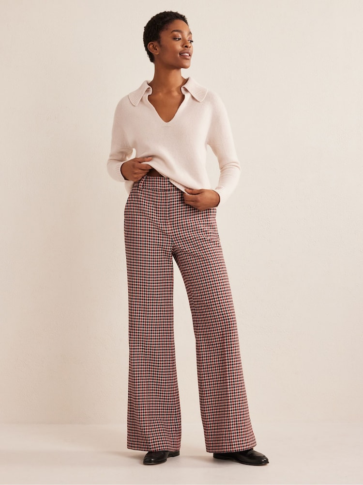 Boden Natural Relaxed Flare Wool Trousers - Image 1 of 4