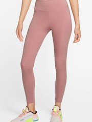 Nike Pink One Mid-Rise 7/8 Mesh-Paneled Leggings - Image 1 of 3