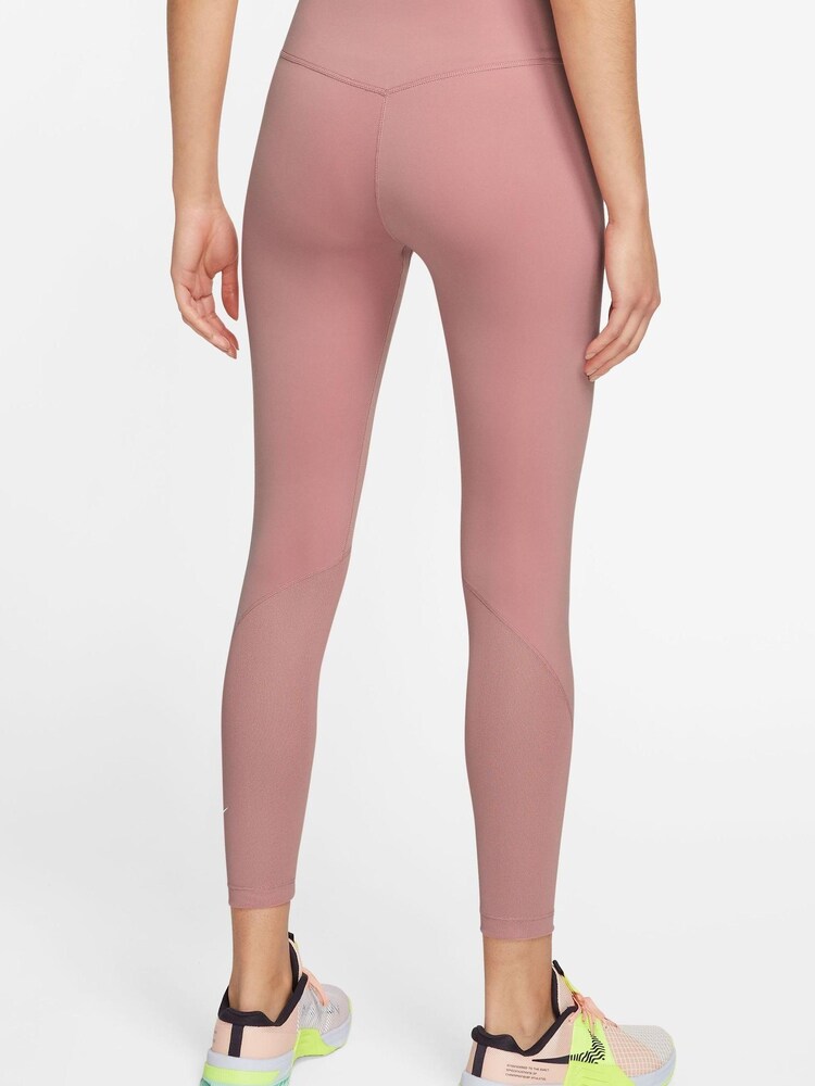 Nike Pink One Mid-Rise 7/8 Mesh-Paneled Leggings - Image 2 of 3